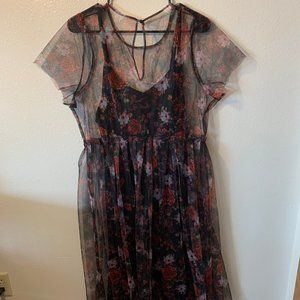 TORRID Floral Print Mesh Skater Dress